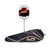Li-Ning Ignite 8 日本製カーボングラファイトガットバドミントンラケット フルカバー付き (ブラック/ブルー/オールドゴールド、77グラム)