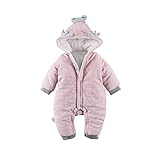 Baby Nest ベビー服 前開き 長袖カバーオール ロンパース 女の子 男の子 コットン100% 防寒 秋冬用 ピンク 9-12M