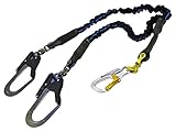 KH 2丁掛じゃばら 両端アルミフック 自在環付き アイン小フック ランヤード 黒/青ライン WLJANWB-MF [安全帯 落下防止 電気工事 高所での安全作業]