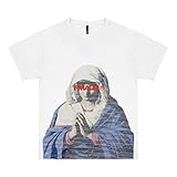 ファッションメンズベーシックコットンダブルステッチ半袖Tシャツ（ホワイト）