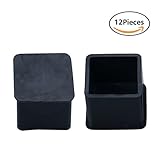 gle2016 12個40 x 40 mmブラック正方形ゴム椅子テーブル足カバー家具脚プロテクター L12