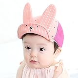 Lalawow ベビー帽子 赤ちゃん用 コットン uvカット かわいい うさぎ つば付き (ピンク)