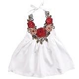 (ラランドリー) laraandlory 夏 女の子 結婚式 ローズ柄 袖なしベビーワンピース ジャンパースカート (120/3-4歳, 白)