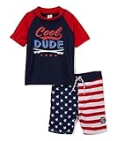 水着　子供　男の子　上下セット oshkosh ラッシュ＆パンツ サーフ＆フラッグ キッズ　水着　オシュコシュ スイムウェア　インポート　ラッシュガード　星条旗 (3T(3歳)) [並行輸入品]