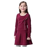 KID1234春秋物女の子シンプルカラーワンピース (110, 紺)