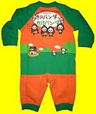 たけのこの里★パロディ★たけパンダ　スウエットロンパース　オレンジ×グリーン 　70・80ｃｍ (70ｃｍ)