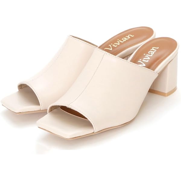Amazon | [エスタシオン] 革 花 モチーフ ミュール サンダル (M(23