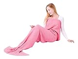 ファッションニットマーメイドテールBlanket for大人子供幼児用 M-56''x28'' ピンク kid_mermaidBlanket_pink