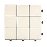 陶器製 ジョイントタイル ベランダ 庭 タイル 屋外用 陶器 マット 〔4枚セット・幅31cm〕 Cホワイト