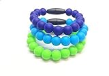 Kids Sensory Chewing Bracelet Set of THREE Green Blue Teething Silicone Girl Boy Toddler [並行輸入品]