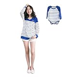ジーメイ・House　親子お揃いＴシャツ　産後授乳トップス　授乳口付き　産前/産後　秋向き　ママと赤ちゃんのコーディネート　出産祝い (ブルー（ママと息子）)