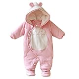 【SEBLES】ベビー服 カバーオール あったか かわいい フード なりきり アニマル キャラクター 新生児 靴下(73cm,ピンクのチンチラ)