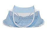 ベビー蚊帳 通気性抜群で 蚊や虫の侵入を防ぎ 真夏の夜も安眠 蚊帳 カヤ ベビー用品 可愛い 折畳み 高品質 ワンタッチ式 虫除け 嬰兒布団付 (ブルー)