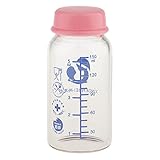 Dovewill 赤ちゃん　ベビー用　ガラスミルクボトル　哺乳びん　哺乳瓶　蓋付き　150ml　3色選べる - ピンク