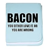 CafePress – ベーコンYou Either Love It Baby Blanket – スーパーソフトベビー毛布、新生児おくるみ 標準 ブルー 601835388-0-98-0