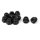uxcell　キャップ　ナット　M10ツレッド直径　ドーム　ヘッド　ダブル　ヘッド　カーバイド　スチール　キャップ　ブラック　10本いり