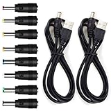 TJK USBケーブル 8 in 2 DC 5V2A 電源ケーブル USB-丸口 変換プラグ付き USB充電コード ナイトライト 扇風機 ルーターなどに適用 3.5*1.35mm 4.0*1.7mm 4.8*1.7mm 5.5*1.7mm 5.5*2.1mm 5.5*2.5mm 6.3* 3.0mm 6.4* 4.4mm コネクタアダプタ (2本+8変換プラグ)