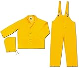 MCR Safety FR2003X6 Classic PVC/Polyester 3-Piece Flame Resistant Rainsuit with Attached Hood and Bi