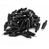 DealMux 50倍プラスチック金属のテスト絶縁ワニテストクランプ36ミリメートルロングトランペットブラック
