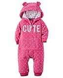 カーターズ ロンパース carter's 女の子用ピンクドット花柄CUTE耳フードフリース地ジャンプスーツ (12months(72-78cm)) [並行輸入品]