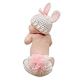 hibote 写真　プロップ新生児の赤ちゃんの少女かぎ針編みのニットコスチューム服のキャップギフトセット