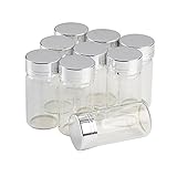 Jarvials無料配送12個セット25ml明るい銀色アルミニウム蓋ガラス瓶，絶妙で美しい DIYホリデーギフト結婚式の装飾小さな贈り物最良の選択，茶の葉 ふんまつ キャンディ えきたい とうがらし調味料貯蔵し (25ml, シルバー)