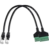 PENGLIN 2個 RJ45ネジ留め式端子 RJ45オス- 8ピンネジ留め式端子台アダプタケーブル RJ45 LAN延長ケーブル Cat7 Cat6 Cat5イーサネット RJ45 有線イーサネットコネクター RJ45オスジャック- 8ピンネジ端子コネクタ
