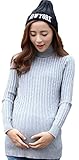 Hedea (ヘデア) マタニティ セーター タートルネック ハイネック レディース 服 カットソー トップス 妊婦 産前産後兼用長袖 ニット ロング丈 ケーブル編み (グレー)