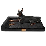 Patas Lague 犬 ベッド 冬 ペット Lデザイン 柔らか 犬用ベッド 暖かい ペットベッド 中型犬 大型犬 猫 クッション 枕付き 防水 洗える 取り外せるカバー 滑り止め 通気性 高反発 107cm*71cm ブラック