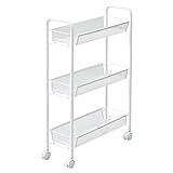 山善(YAMAZEN) キッチンワゴン バスケット スリム 3段 幅18.5 高さ76.5 LKW-3S(MW) ホワイト