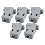 SODIAL(R)5ｘ灰色のプラスチック製DB9 RS232オスメスフードバックシェル　灰色