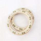 Mamimami Home おしゃれで歯固め リング 天然木製 レーザー印刷　チュアブル ブレスレット DIY ガラガラ 噛がため　おもちゃ　70mm 5個 「音符」