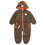 ジャンプスーツ ベビー 男の子 くま 着ぐるみ 中綿 カバーオール スノーウェア ブラウン 95cm