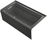 Kohler K-1122-LAW-58 Archer Alcove Whirlpool Bath Tub with Integral Apron, Bask Heated Surface and C