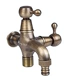 レトロ アンティーク 調 水道 蛇口 ブロンズ 銅製 お洒落 オシャレ … (ブロンズ（２口）)