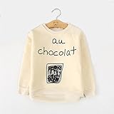 PANCY 子供服 春秋 長袖 Tシャツ キッズ 丸い襟 トレーナー 女の子 男の子 英文字柄 シンプル(ベージュ,100cm)