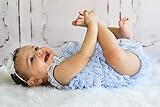 肩ひもショルダー＆リボン付ソフトロンパース　newborn-4T(50-110)☆ライトブルー