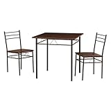 弘益 (KOEKI) koeki ダイニング3点セット ダークブラウン DSP-75(DBR) | テーブル 椅子 チェア イス ダイニング セット おしゃれ かわいい 正方形 ブラウン 二人 2人 家具 コンパクト シンプル 机