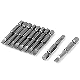 uxcell　マイナスドライバービット　金属　50mm長　5mm先端幅　1/4インチ六角シャンク　10個入り