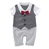 Zhhlinyuan 良質 Fashion Summer Short Sleeve Jumpsuit Cute 赤ちゃん Boy Cotton Gentleman Romper