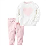 カーターズ（Carter's）女の子用白xピンクハート薄手ニットセーター&ピンクドットパンツお出かけ用上下2点セット (24months(83-88cm)) [並行輸入品]