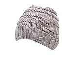 HUHU ニット キャップ 帽子 子供用 フリーサイズ 無地 かわいい 防寒 (シルバー)