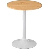 ぼん家具 カフェテーブル 丸 天板 幅60cm×奥行60cm 高さ72.5cm 1本脚 スチール 木製 スリム ダイニングテーブル ナチュラル