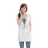 Lecpra (レクプラ) バイカラー ボーダー チュニック マタニティ 授乳服 ホワイト ピンク ( M L ) 半袖 (L, 白)