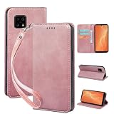 seninhi 対応 AQUOS Sense4 / Sense5G / Sense4 basic / Sense4 Lite 用の ケース 手帳型 SH-53A SHG03 SH-41A スマホケース 職人仕様 手縫い革ケース スタンド機能付き 財布型 360度保護 耐衝撃 カード収納 レザー 多機能 ベルトループ付き‌ おしゃれ 携帯カバー ライトローズゴールド XNWSEN4PG
