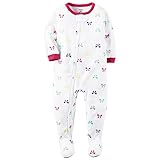 カーターズ ロンパース carter's 女の子用白xカラフルリボン総柄フリース足つきカバーオール (すべり止め付) (2t(88-93cm)) [並行輸入品]