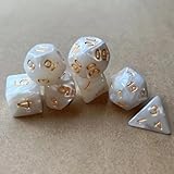 ダイス サイコロ 多面体 7個入り D20 D12 D10 D8 D6 D4 アクリル製 精密研磨 個性的な発色 MTG/TRPG対応 ボードゲーム用 教育用 ライフカウンター兼用 (パールホワイト)