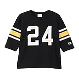 [チャンピオン] 長袖Tシャツ キッズ 長袖 丸首 綿100% Relax Fit グラフィックプリント フットボールTシャツ ボーイズカジュアル CK-A405 ボーイズ ブラック 120