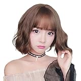 ウィッグ ショート かつら ボブ フルウィッグ カール 女装 茶色 レディース 自然 ネット付き wig