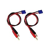 FLY RC EC2オスから4mmバナナプラグコネクタプラグアダプター充電ケーブル リードテストリード 16AWG 11.8インチ RCリポバッテリー用 (2個パック)